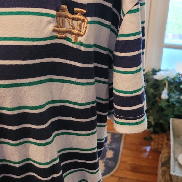 4/$19 Blue and green striped Notre Dame t-shirt XL - Picture 2 of 5